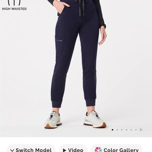 Figs Navy High Waisted  Zamora Joggers